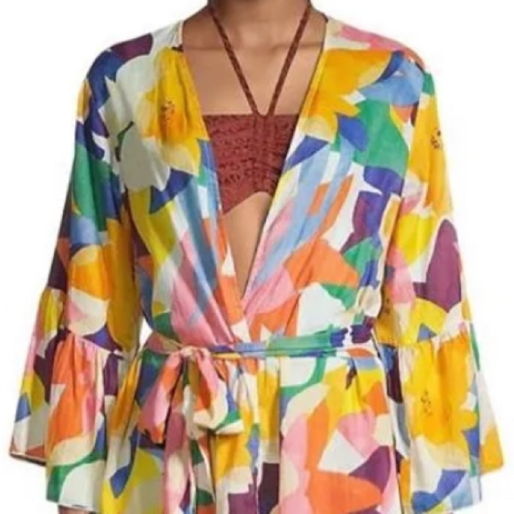 True destinations multicolored cover up/robe